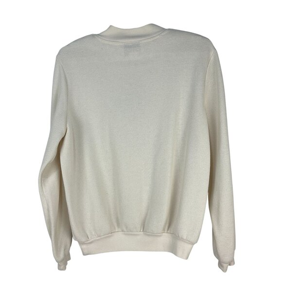 Vintage Teddi Womens Embroidered Floral Sweater Long Sleeve Large Cream Ribbed - Picture 4 of 10